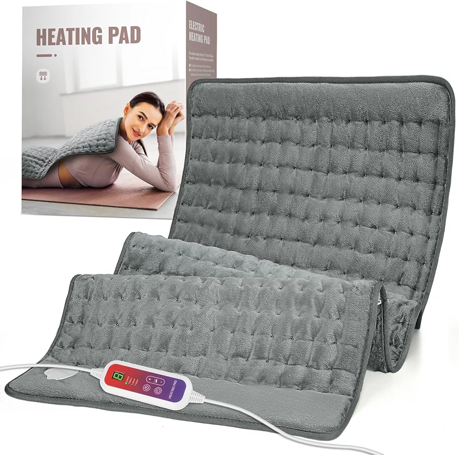 Full Body Heating Pad 20x40, Extra Large Heating Pad, Electric Moist Heating Pad for Cramps and Neck and Shoulders and Back Pain Relief, Auto Shut Off, Dark Grey, Christmas Gifts for Women Men