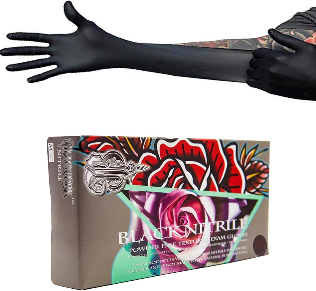 Blackwork Black Nitrile Gloves (1000ct Case-100ct Box) Textured - Powder Free - Latex Free - Disposable
