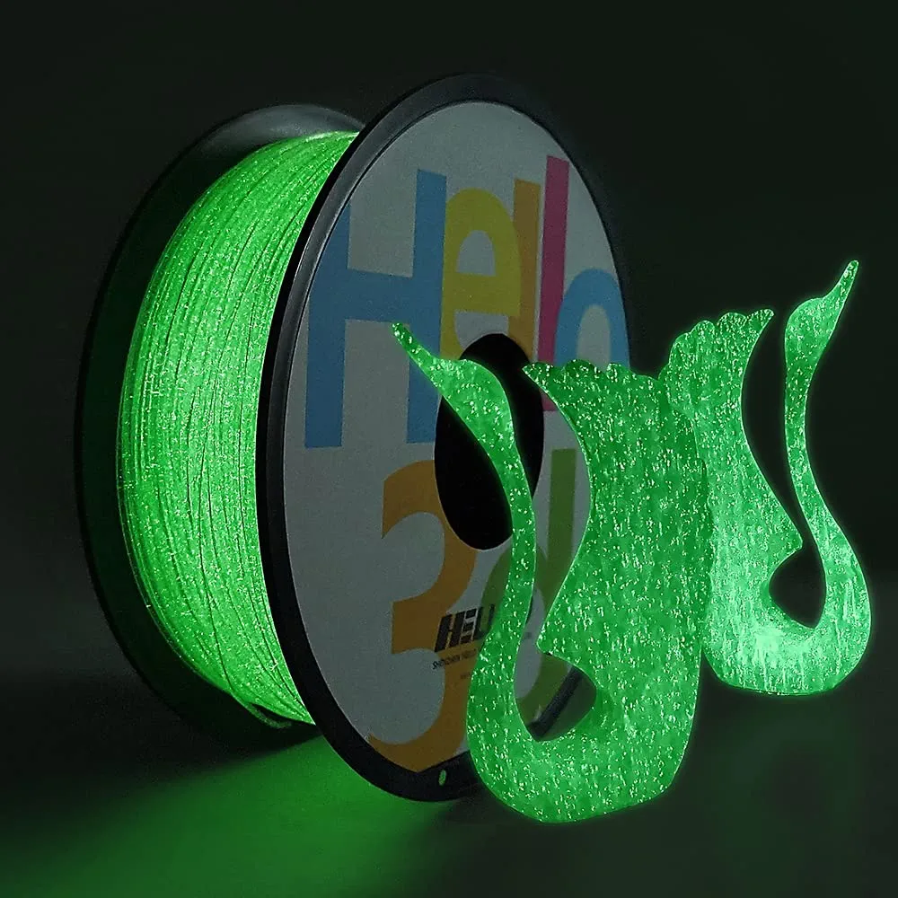 HELLO3D Glow PLA Filament 1.75mm 3D Printer Filament,Glow in The Dark Firefly Green Luminous Filament for Most FDM Printer 1kg Spool (2.2lbs), Dimensional Accuracy +/- 0.05 mm,Glow Firefly Green