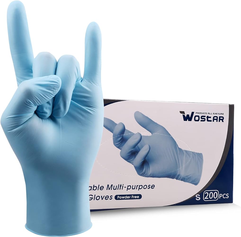 Wostar Nitrile Disposable Gloves Powder & Latex Free 4mil Touch Screen Disposable Non-Sterile Nitrile Exam Gloves