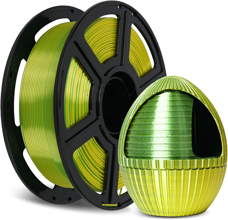 FLASHFORGE Silk Dual Color Filament, Yellow and Green 2 in 1 Coextrusion Silk PLA Filament 1.75mm, 3D Printer Filament Color Change 1kg(2.2lbs) Spool, Dimensional Accuracy +/- 0.02mm