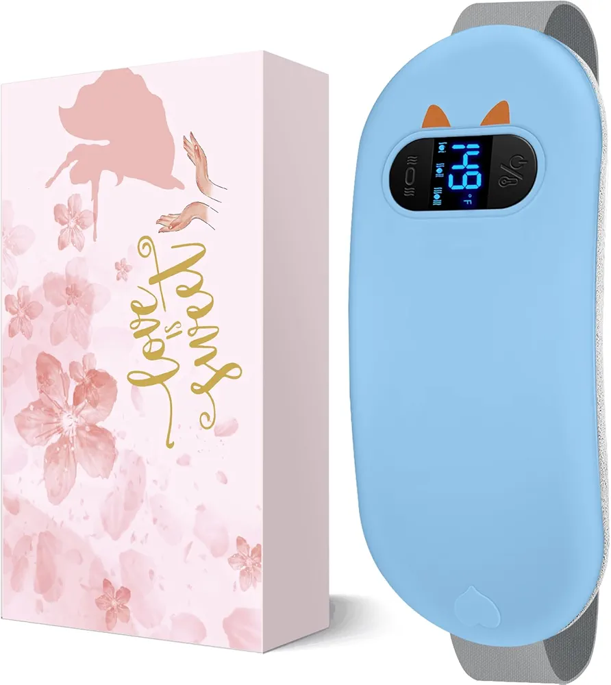 Portable Cordless Heating Pad, Heating Pads for Period Cramps, Back Pain with 6 Heat Levels 6 Massage Modes, Electric Device Belly Wrap Belt for Women Girls(Deep Blue)