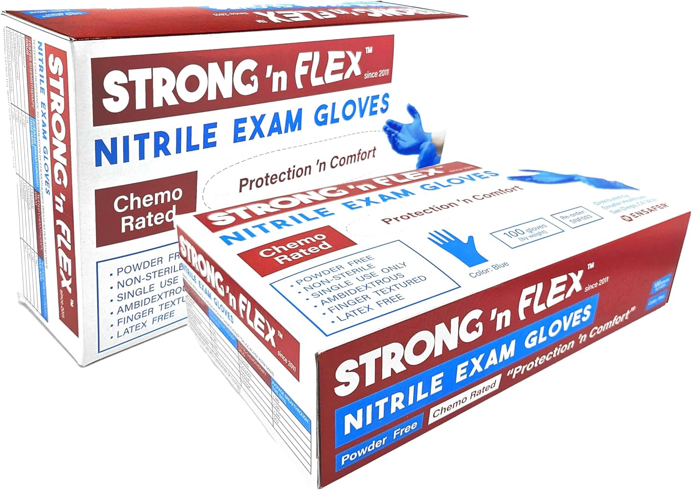 STRONG 'n FLEX 4.5mil Durable Nitrile Exam Gloves, Disposable, Deep Blue, Trusted for Medical, Home & Industry 100pcs