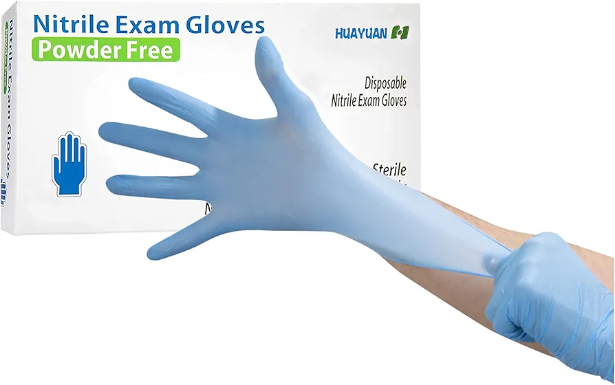 Circlecare Powder-Free Nitrile Disposable Exam Gloves, Industrial Medical Examination, Latex Free Rubber, Non-Sterile, Food Safe, Textured Fingertips, Ultra-Strong, 100 Pack, Blue - Size Extra-Large