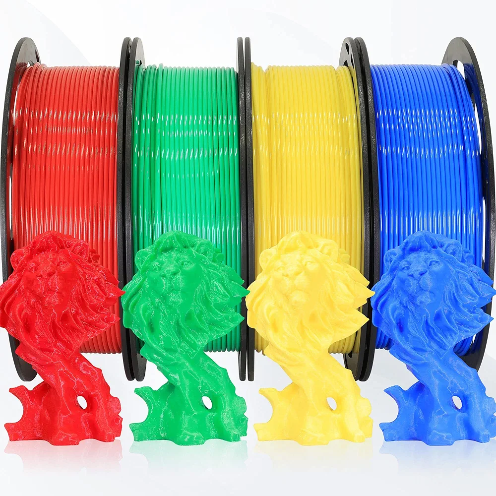 1.75mm 3D Printer PLA Filament 4 in 1 Bundle: Red, Blue, Yellow, Green, 4 Bright Colors Packed, 250g/Spool, 4 Spools Packed, Widely Fit for 3D Printer/3D Pen; Total 1Kg 3D Printing Material