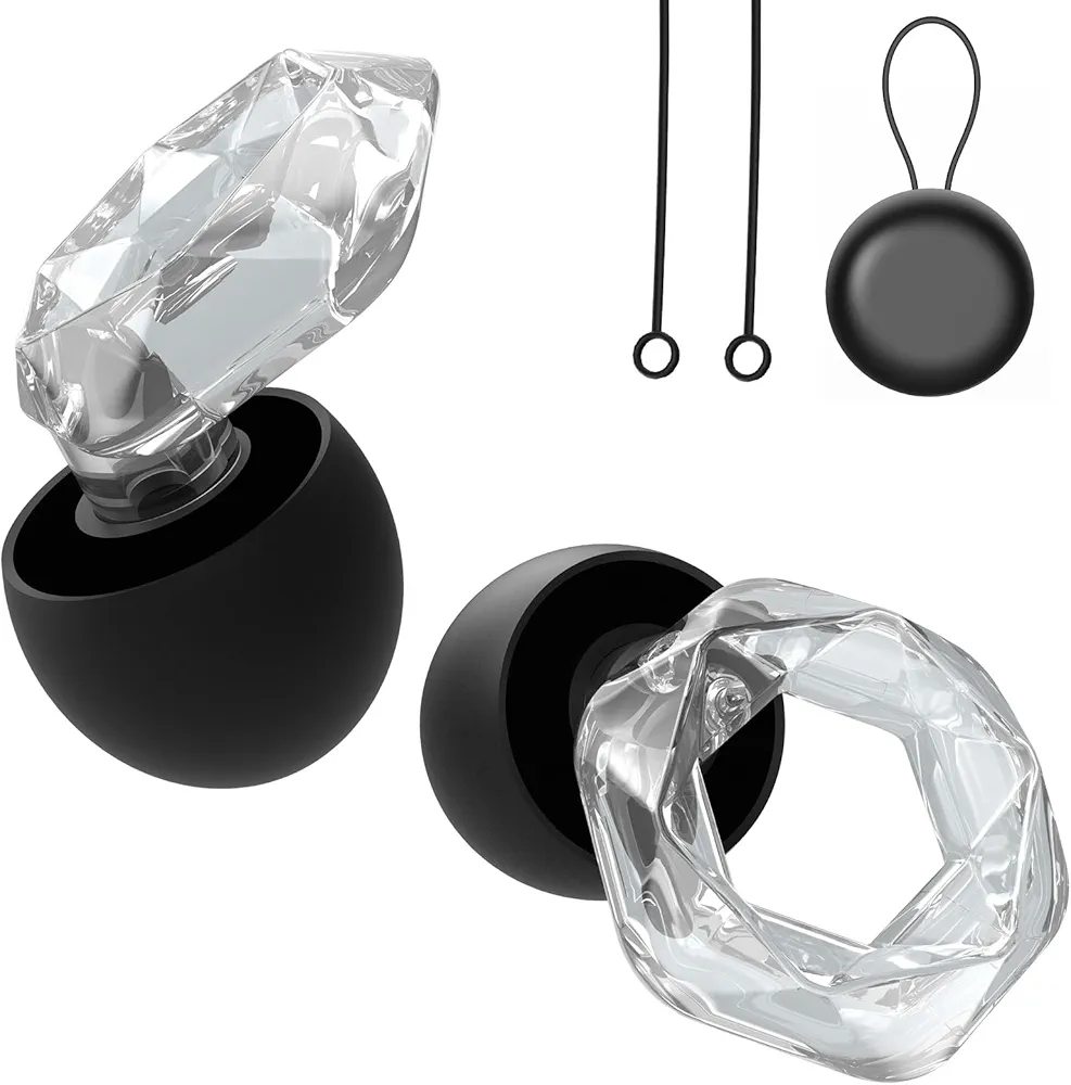 Concert Ear Plugs for Hearing Protection, High Fidelity Noise Reduction Earplugs for Tinnitus Relief Ear Protection Ear Plugs for Concerts Loud Music, Musicians, Motorcycles, Raves (Clear)