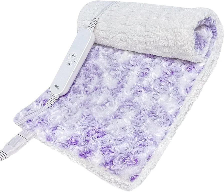 GOQOTOMO XL Electric Heating Pad for Back Pain Relief, 12 Heat Levels, Machine Washable, 12" x 24"Cute Plush Heat Pad, Holiday Gifts for Women, Heat Patch, Rose Tie-Dye - Purple & White（JMZ）