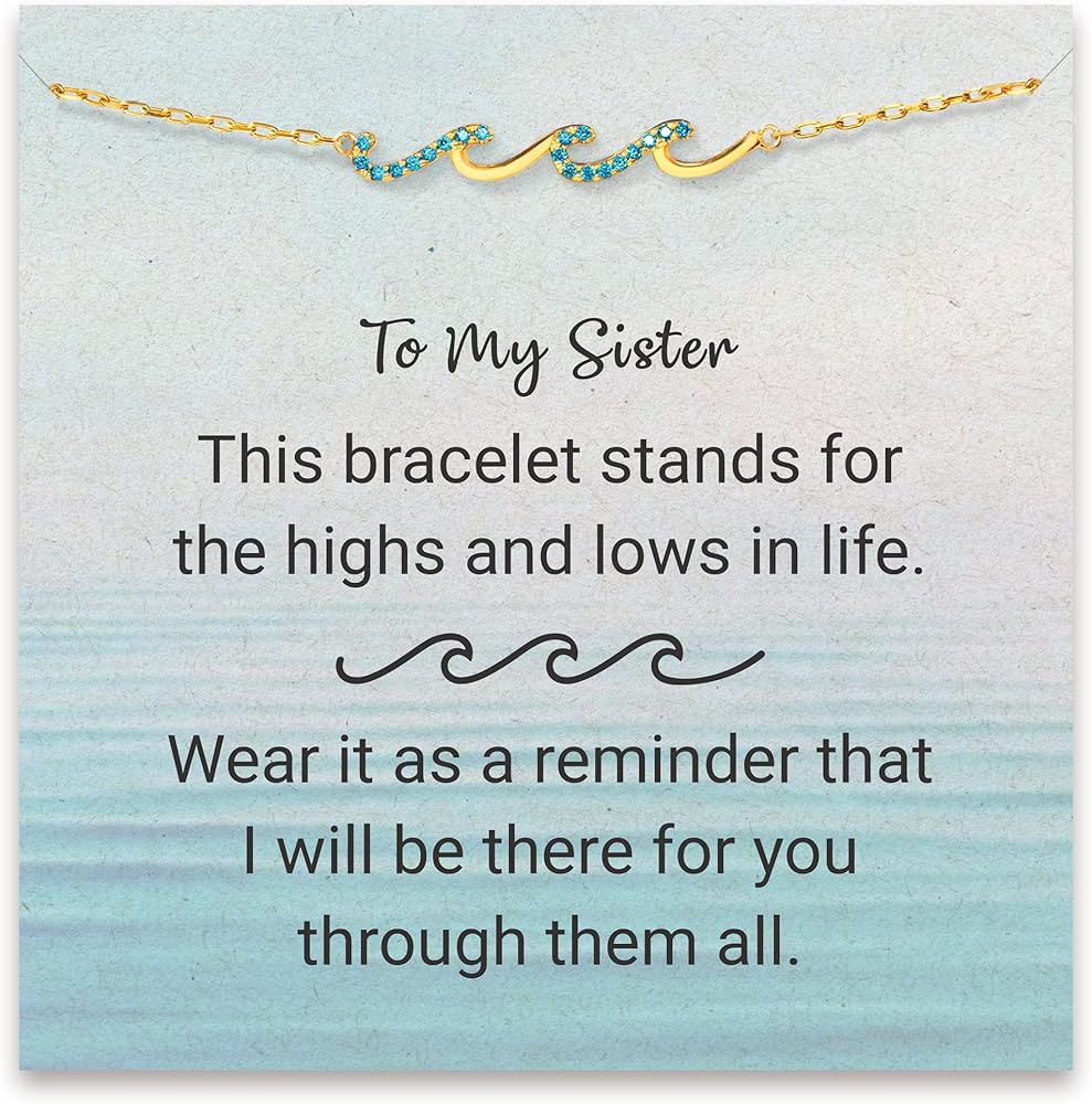 STORYJEWELLERY Wave Bracelets, Birthday Gifts for Women, Gifts for Mom, Sister Birthday Gifts, Daughter Gifts from Mom, Mom Birthday Gifts, Daughter Bracelets, Mothers Day Gifts, Christmas Gifts
