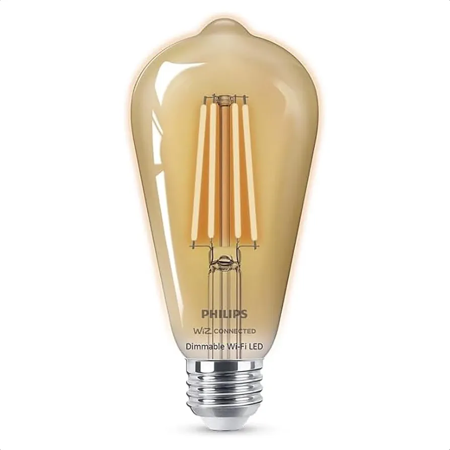 WiZ Connected 40W ST19 Amber LED Smart Bulb - Pack of 4 - E26- Indoor - Connects to Your Existing Wi-Fi - Control with Voice or App + Activate with Motion - Matter Compatible
