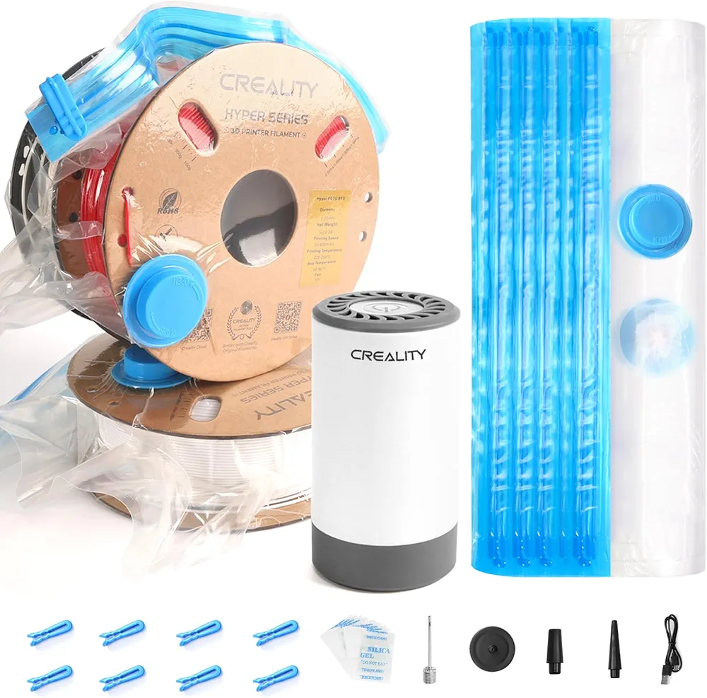 Creality 3D Printer Filament Storage Bags, 8 Reusable 40x40 cm Filament Vacuum Storage Bags with Electric Pump, Dustproof & Moisture-Proof Filament Bags for 3D Filament Storage ABS PETG PLA Storage