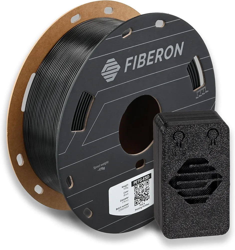Polymaker Fiberon PETG-ESD Filament 1.75mm Black 500g Spool – Electrostatic Discharge Safe, Tough PETG 3D Printer Filament for Electronics Industry