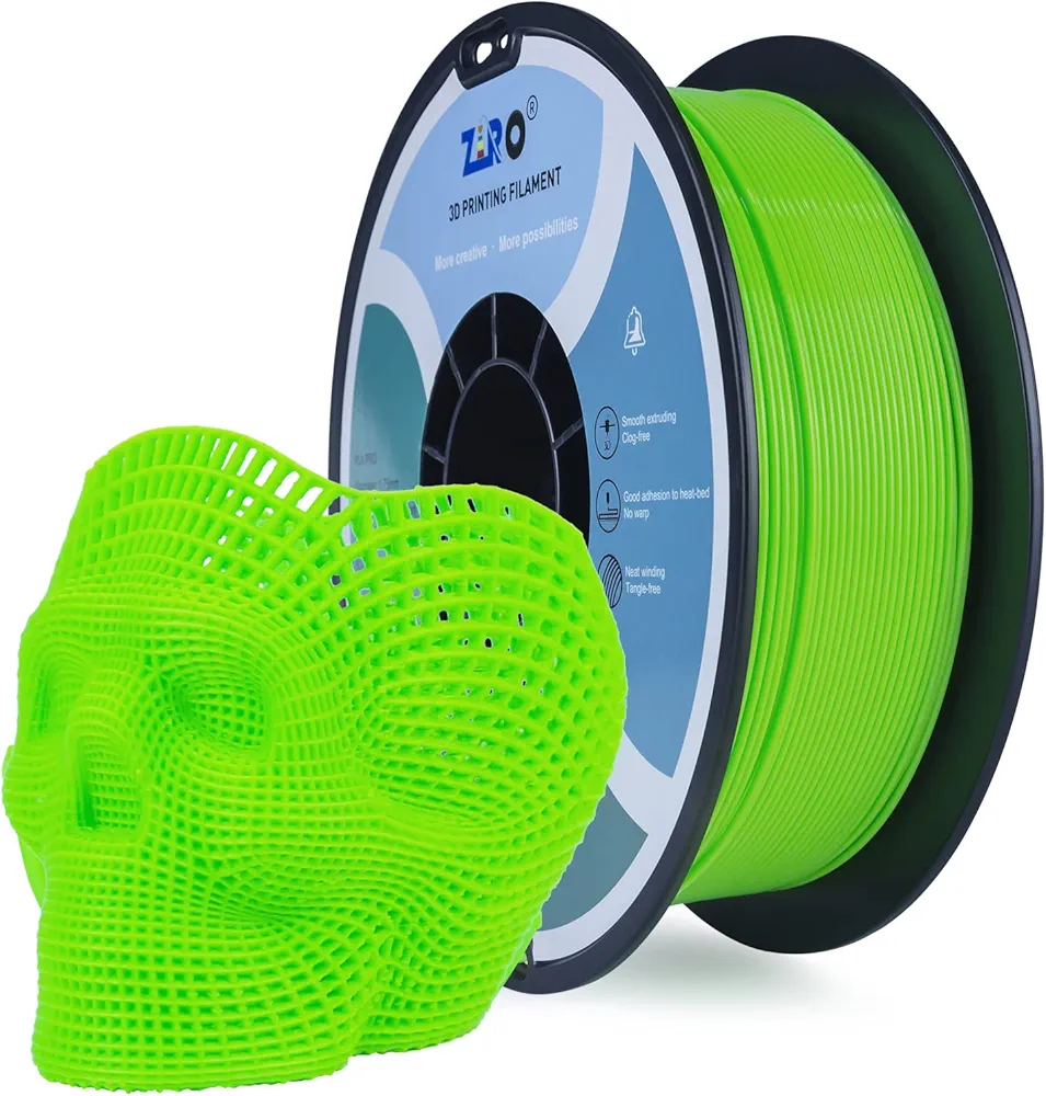 ZIRO Fluorescence PLA Filament 1.75mm, Luminous ONLY by UV Light, Glow Effect 3D Printer Filament PLA,1KG/2.2lbs Spool, Dimensional Accuracy +/- 0.03mm, Fit for Most FDM 3D Printers, Fluo Green