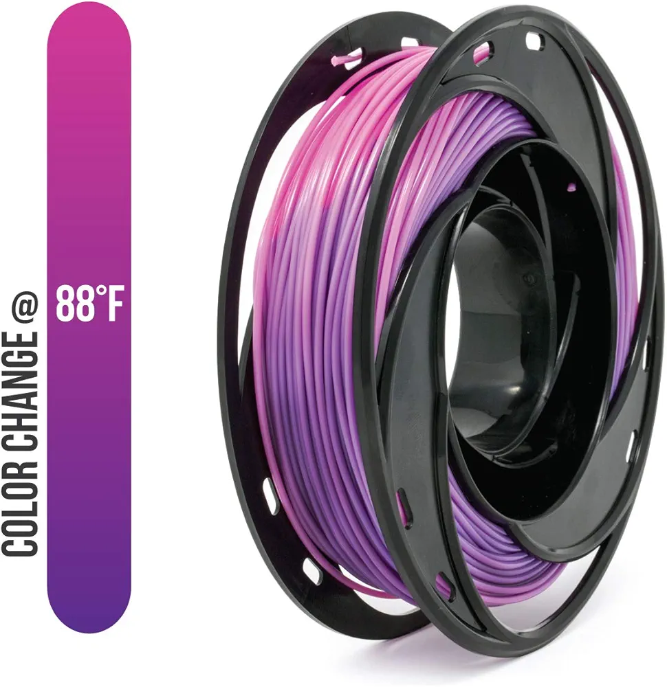 Gizmo Dorks PLA Filament 1.75mm 200g for 3D Printers, Heat Color Change Purple to Pink