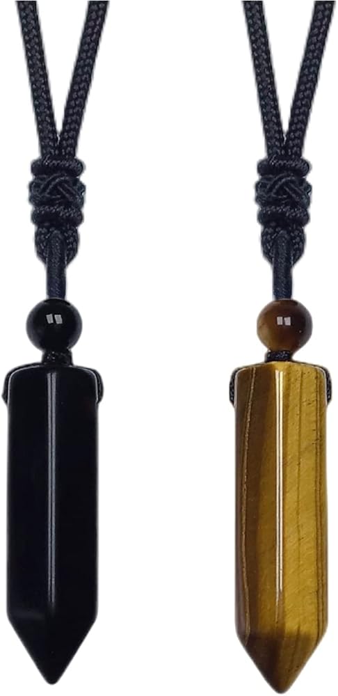 EDEN'S CALL Healing Hexagonal Crystal Point Pendant Necklace for Men and Women 6 Faceted Quartz Stone Prism Pendant with Adjustable Black Cord