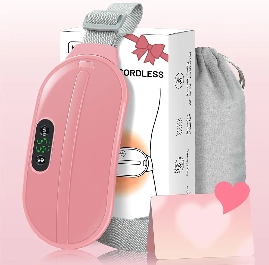 Portable Heating Pad for Period Cramps - USB C Cordless Fast Heating Pad, Christmas Birthday Winter Gifts for Women Girls, Menstrual Electric Heating Pad, Waist Belt Warmer Back Massager with Heat