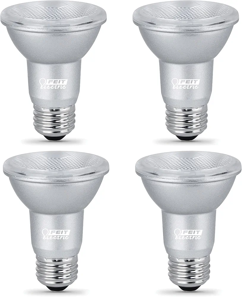 Feit Electric PAR20 LED Bulbs, 50W Equivalent, Dimmable Spotlight Bulbs, 3000k Bright White, E26 Base, 90 CRI, 450 Lumen, 22-Year Lifetime, PAR20 Flood Light Bulbs, Damp Rated, PAR20DM/930CA/4, 4 Pack