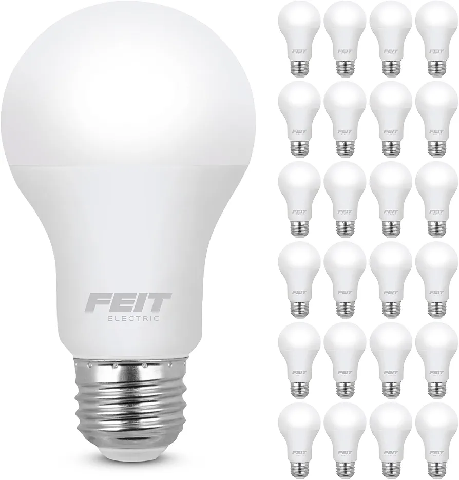 Feit Electric A19 LED Light Bulb, 60W Equivalent, E26 Medium Base, 800 Lumen, 3500K Neutral White light, Indoor/Outdoor General-purpose Light Bulbs, 11,000-Hour Lifetime, A800835/10KLED/MP/24, 24 Pack