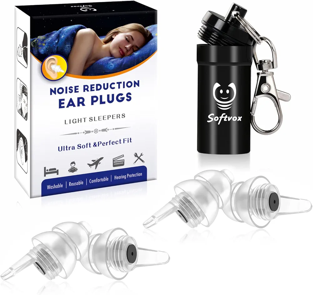 Small Ear Plugs 2 Pairs, Soft Silicone Noise Reduction Earplugs for Adults Kids with Small Ear Canals, Sound Blocking Ear Buds for Sleeping, Snoring, Work, Concerts, Music,Travel,Motorcycle