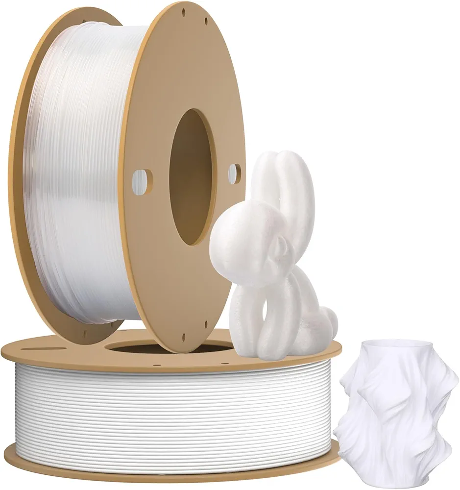 FIROS PETG 3D Printer Filament 1.75mm 2 Packs,PETG Filament 3D Printing Filament Cardboard Spool,0.25kg(0.55lbs)Per Spool,1.75mm Dimensional 3D Printer Filament,Fit Most FDM Printer,Transparent+White