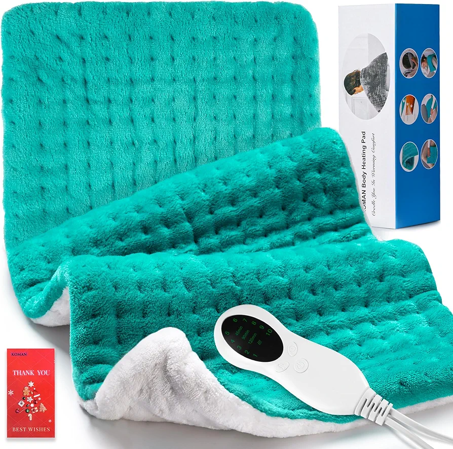 KOMAN Heating Pad, Electric Heating Pad for Back Pain Relief, Moist Dry Heating Pad with 10 Heat Settings, Heating Wrap for Neck and Shoulder, Fast Heating, Auto Shut-Off, 12"x 24",Gift for Mom