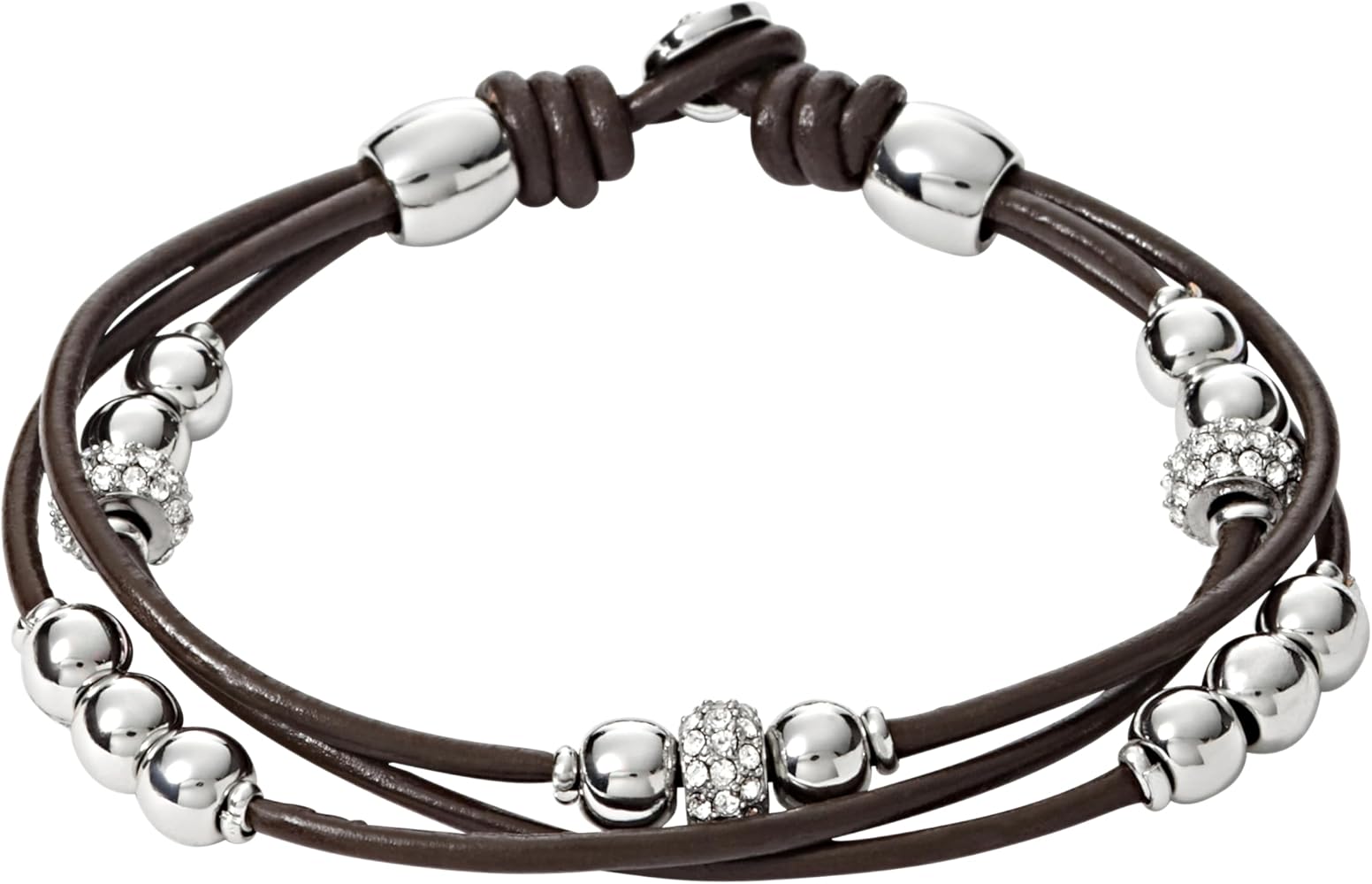 Fossil Women's Stainless Steel and Genuine Leather Bracelet for Women