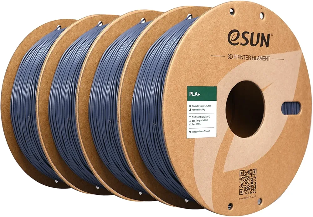 eSUN PLA+ Filament 1.75mm, 3D Printer Filament PLA Plus, Dimensional Accuracy +/- 0.03mm, 1KG per Spool, 4 Spools 3D Printing Filament, Grey