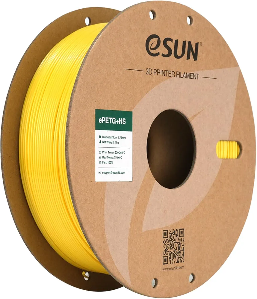 eSUN High Speed Upgraded PETG Filament 1.75mm, High Toughness 3D Printer Filament Speedy PETG for Fast Printing, 1KG Spool (2.2 LBS) 3D Printing Filament for 3D Printers, Solid Yellow