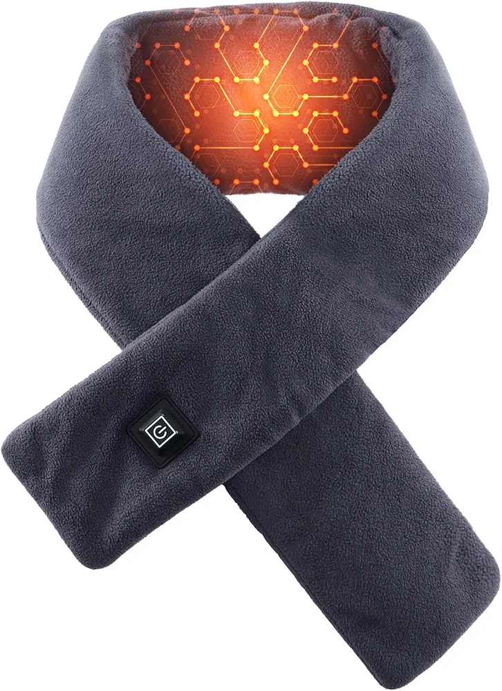 UTK Far Infrared Heated Scarf with 3 Heat Options,Wireless Neck Heating Pad with Tourmaline Beads,Neck Heating Pad for Neck Pain Relief,Include 5000mA Powerbank,Cordless Design for Free Movement