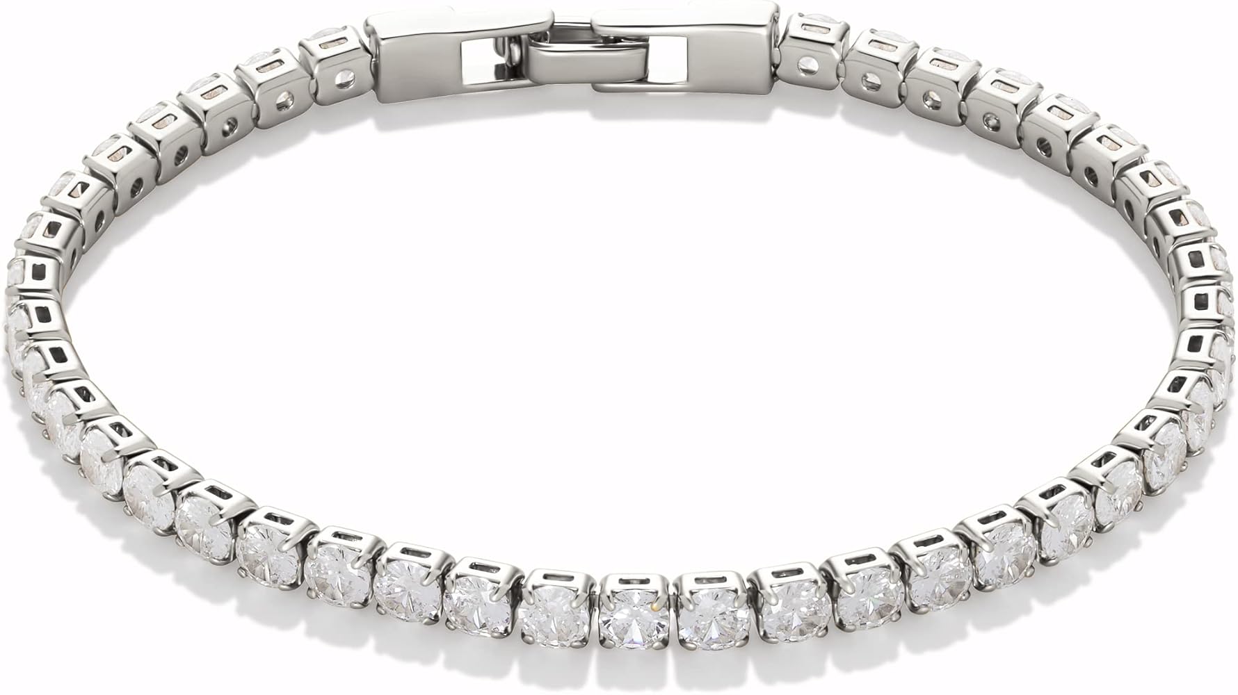 Amazon Essentials 14K Gold or Sterling Silver Plated Cubic Zirconia Tennis Bracelet 7.5"