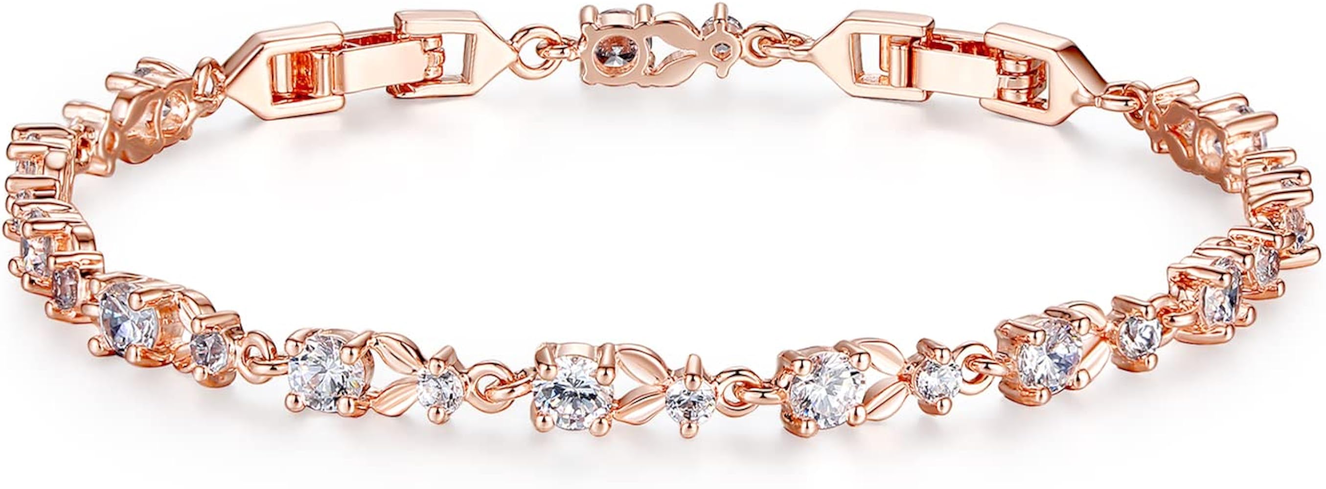 WOSTU 14K Gold Plated 3mm Cubic Zirconia Classic Adjustable Tennis Bracelet |Gold Bracelets for Women |Bride Bracelet for Wedding|Size 6.5-8 Inch