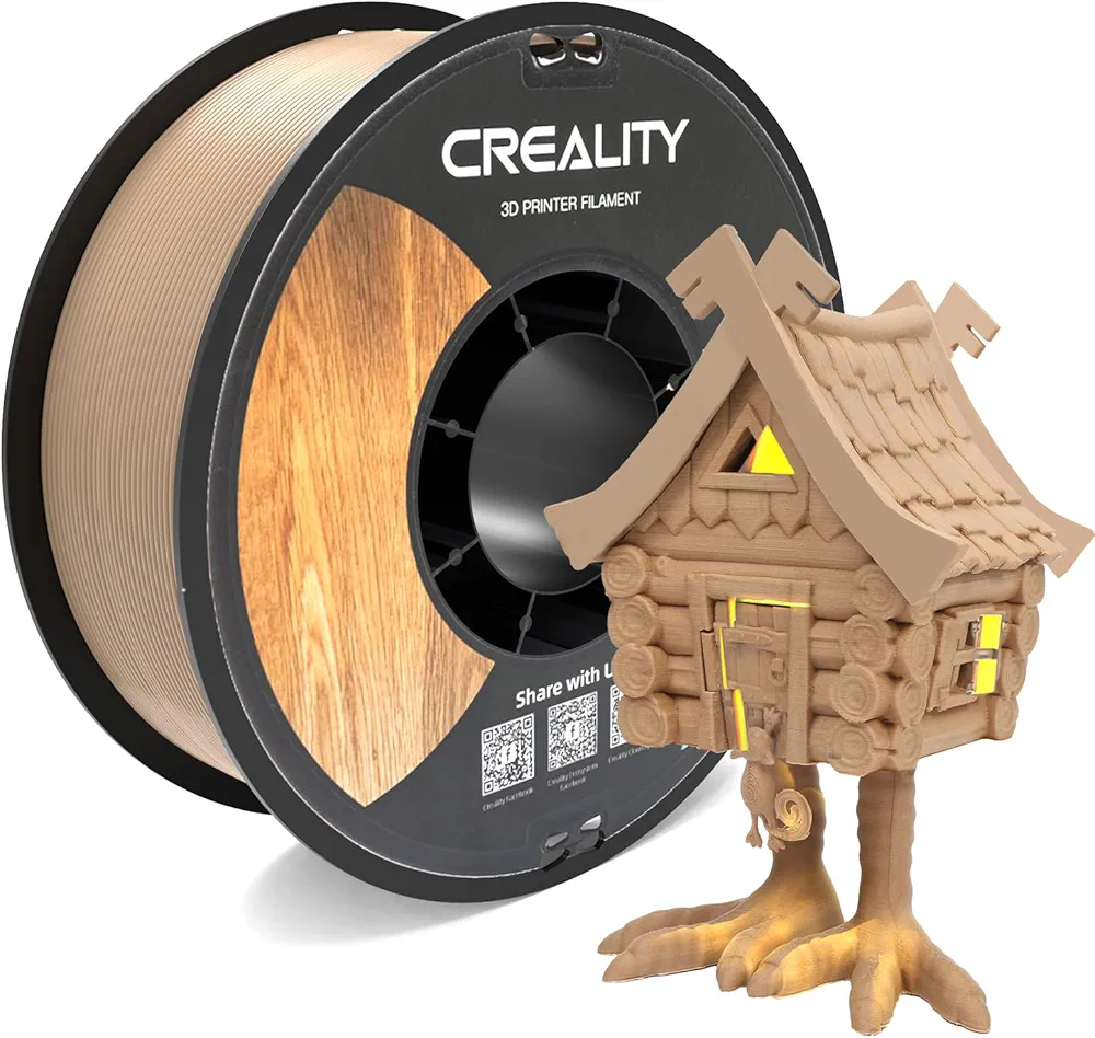 Creality Wood PLA Filament, 3D Printing PLA Filament 1.75mm, Dimensional Accuracy +/- 0.03mm, Warp-Free and Clog-Free, 1KG Spool (2.2 lbs), Fit for 99% 3D Printers
