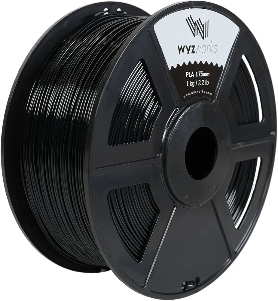 WYZworks PLA 1.75mm [ Black ] Premium Thermoplastic Polylactic Acid 3D Printer Filament - Dimensional Accuracy +/- 0.05mm 1kg / 2.2lb + [ Multiple Color Options Available ]