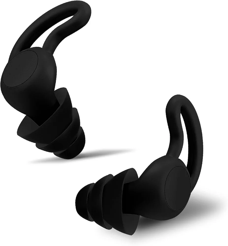Noise Reduction Ear Plugs, NRR 40dB Ultra Comfortable Silicone Reusable Ear Plugs for Sleeping, Snoring Swimming, Studying, Concerts, Noise Cancelling and Hearing Protection Black
