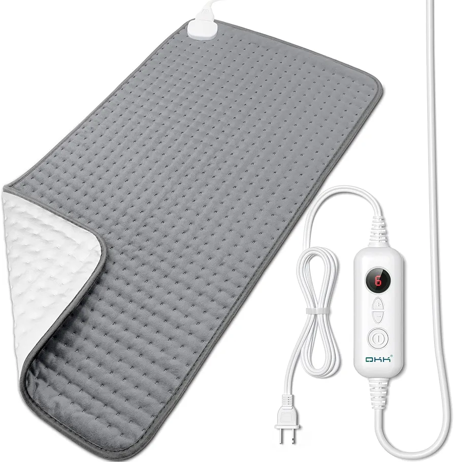 OKK Heating Pad for Back Pain Relief, 33" x 17" Electric Heating Pads for Cramps Neck Shoulders, King Size Heat Pad with 6 Heat Levels Auto Shut Off