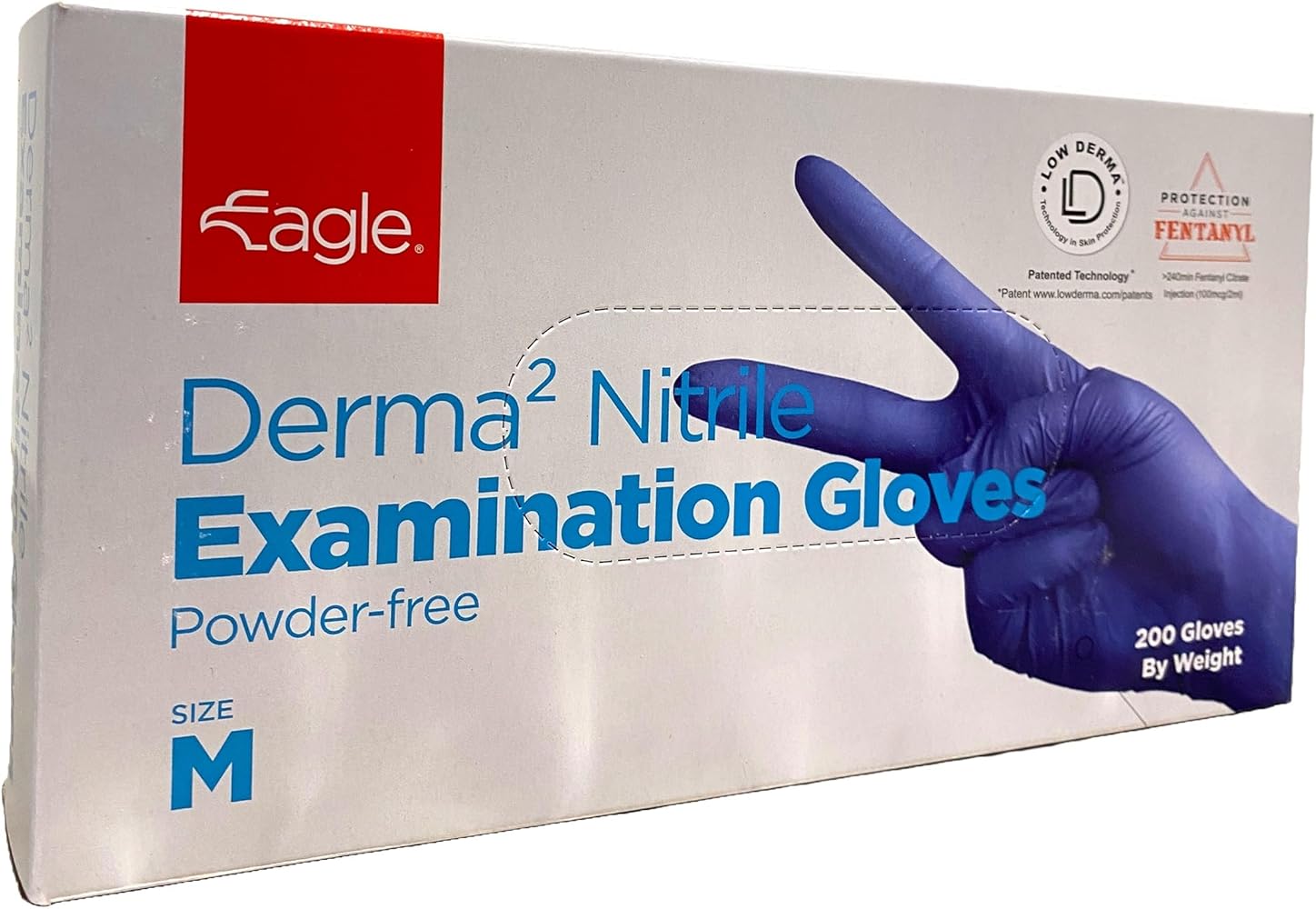 Eagle Derma² Nitrile Exam Gloves 3 mil Premium Industrial Chemical and Puncture Resistant Medical Grade Powder Free