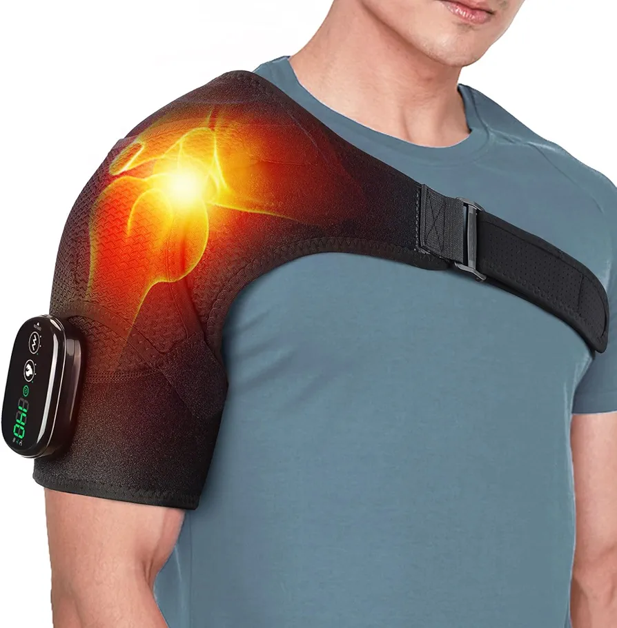 Cordless Heating Massage Shoulder Brace Heated Shoulder Wrap Vibration Shoulder Strap Heating Pad for Shoulder Vibration for Shoulder