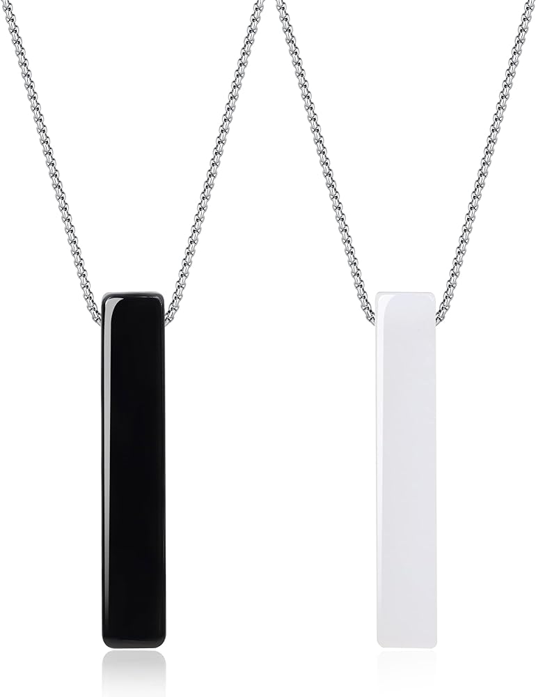 COAI Bar His and Hers Necklaces Crystal Necklaces for Couples