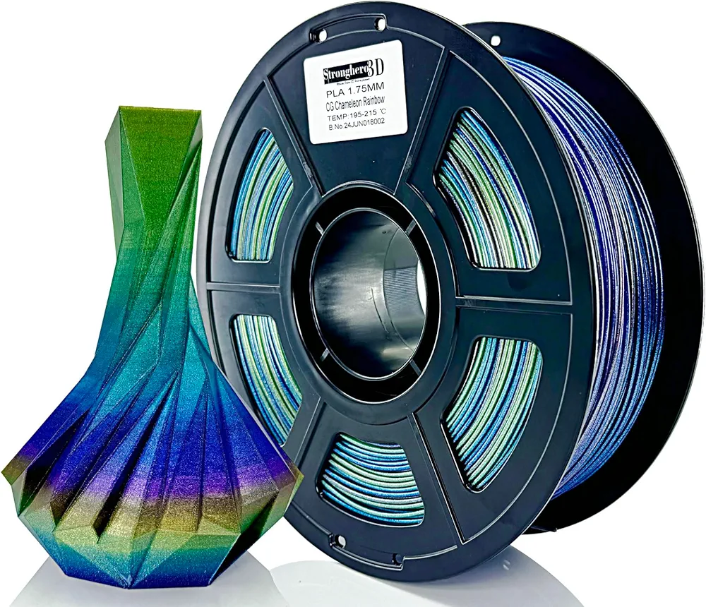 PLA 3D Printer Filament 1.75mm,Chameleon Rainbow,Galaxy Glitter,Starry Shiny,Color Change with Light and Angle,Accuracy +/-0.05mm Net Weight 1kg/2.2lb