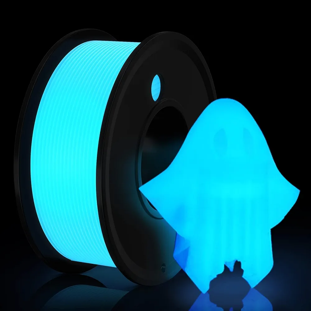 3D Printer Filament PLA Glow in The Dark 1.75mm 3-D Printing Materials Blue Print Filiment 1.75 mm Dimensional Accuracy ±0.05mm Filimate Vacuum Pack 1KG Spool Fillament FDM Fillamentum Rolls