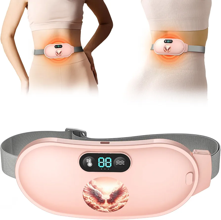 Heating Pad for Period Cramps, Fast Heating Pad with 6 Heat Levels and 6 Massage Modes, Portable Cordless Menstrual Heating Pad, Back or Belly Period Massager for Women and Girls