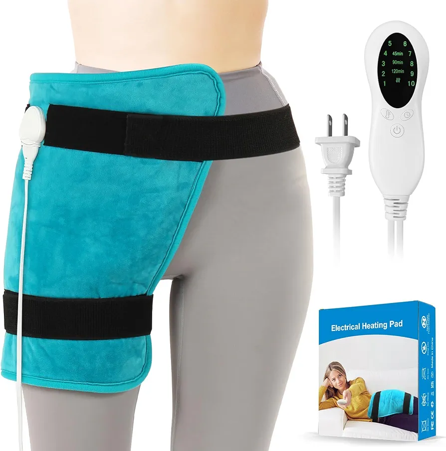 TABEKE Hip Heating Pad for Hip/Sciatica Pain Relief, Hip Support Brace, Lower Back/Thigh/Buttock Electric Heat Pad, Hot Physical Therapy for Men, Women