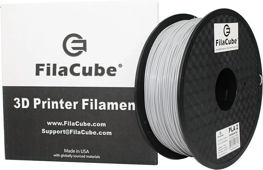 Tough Strong Professional PLA Filament, Engineering Gray (Light Grey,Cool Grey 6C) 1.75mm 3D Printer Filament, FilaCube HT-PLA+ High Temperature PLA Plus, Tolerate high Temp Annealing[Made in USA]