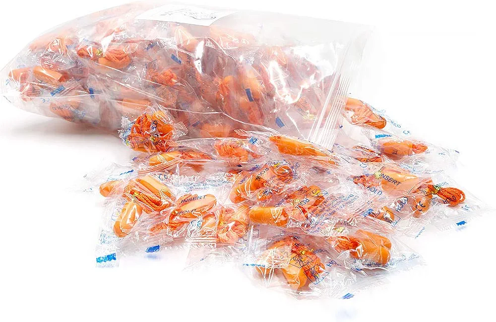Foam Corded Ear Plugs 100 Pair - 32dB Noise Cancelling Shooting Hearing Protection Ear Plugs for Noise Reduction Construction Work Safety Mowing Industrial - Disposable Ear Plugs with Cord Bulk