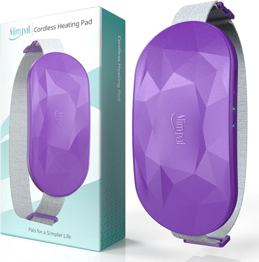 Slimpal Portable Heating Pad for Period Cramps, FSA HSA Eligible, Cordless Back Belly Heat Pad for Menstrual Cramp Relief, Rechargeable Electric Heat Belt Christmas Gifts for Women Girl Wife, Purple