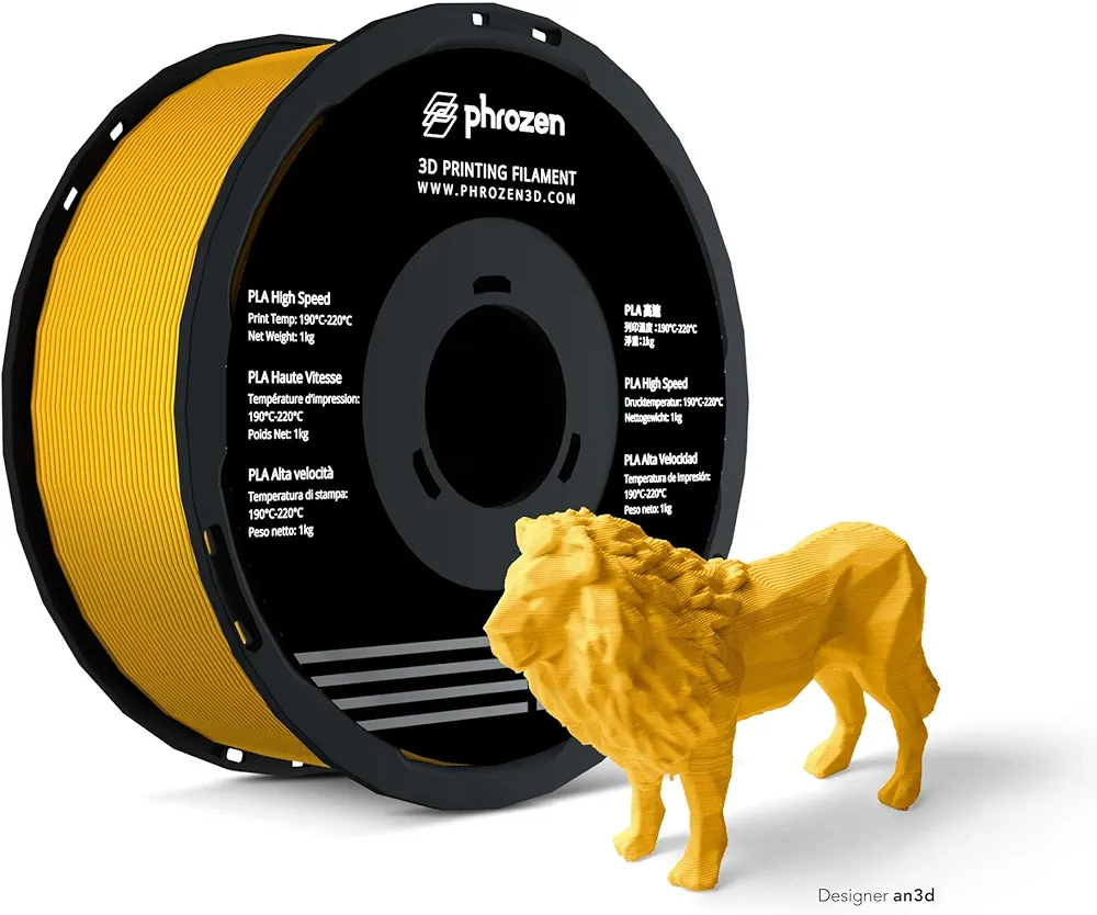 phrozen PLA 3D Printer Filament 1.75mm, 600 mm/s High Speed Printing, Dimensional Accuracy +/- 0.02mm, 8 Color Choices, Easy to Use Fit Most FDM Printer, 1KG, Yellow