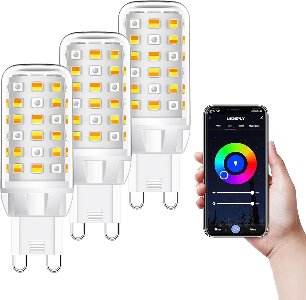 WiFi G9 Smart Bulb, LED Light Bulb, RGBCW, 3.5W=40W, Compatible with Alexa Google Home, Dimmable, Tunable White(2700k-6500k), Smart LED Bulb Remote Control, No Flickering, 3 Pack