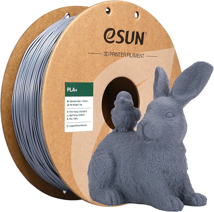 eSUN PLA+ Filament 1.75mm Grey 1KG, 3D Printer Filament Dimensional Accuracy +/- 0.03mm, 1kg Cardboard Spool(2.2lbs) 3D Printing Filament, Fits for Most FDM 3D Printers