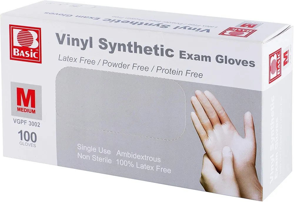 Disposable Medical Clear Vinyl Exam Gloves Industrial Gloves - Latex-Free & Powder-Free 100PCS - Medium