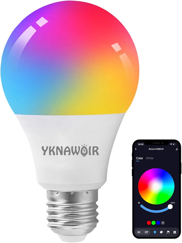 Smart Light Bulbs,Bluetooth Color Changing Light Bulbs That Work with tuya APP, RGB Warm Light A19 9W E27 800LM LED Light Bulb,Music Sync,Dimmable 16 Million Colours RGB Light Bulbs