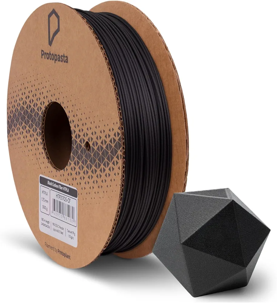Protopasta 3D Printer Filament, PLA Filament 1.75mm, Black Carbon Fiber HT PLA Composite, 500g Spool